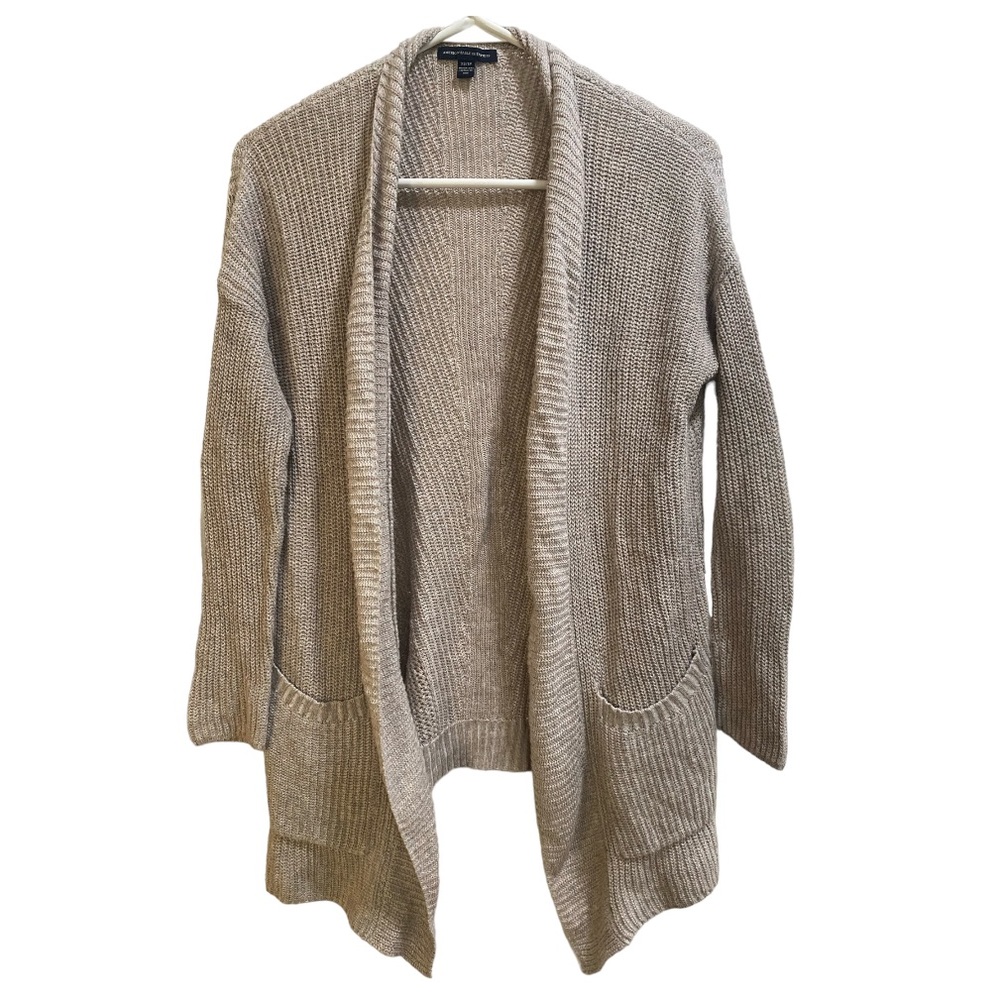 American Eagle Outfitters Open Front Cardigan size XS, Tan/‎ Cream Pockets